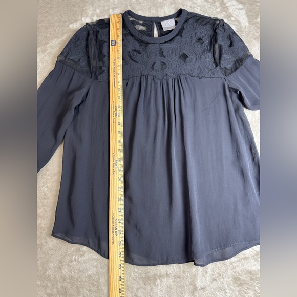 Anthropologie Sheer Lace Blouse Dark Blue/Black Size 12 Large Vanessa Virginia - Picture 10 of 13